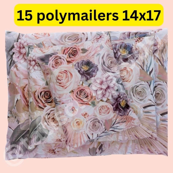 15 boho flower print polymailers 14x17 - Picture 2 of 4
